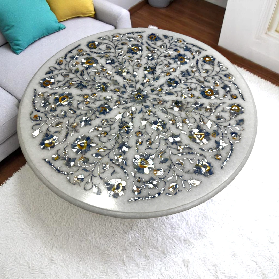 Floral Mother of Pearl Inlay Round Table